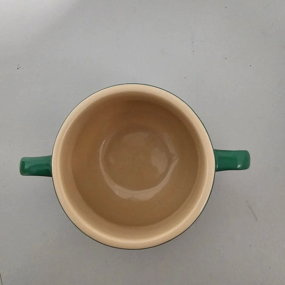 Le Creuset Soup Bowl Crock Green Ombre Double Handle Stoneware 4.25